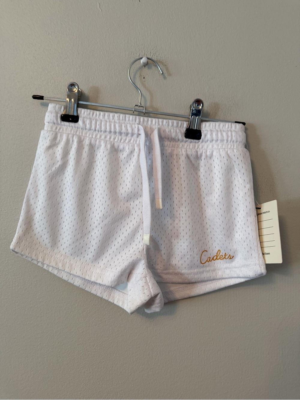 Cadets White Mesh Athletic Shorts with Drawstring